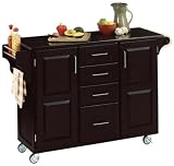 Wide Huntingburg Kitchen Cart Black Granite Black