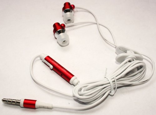 EMARTBUY RED IN EAR STEREO HANDFREE HEADSET WITH MICROPHONE SUITABLE FOR APPLE IPHONE 3GS