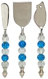 Decorative Cheese Set of Three With Aqua Blue and Clear Glass Beads Handles