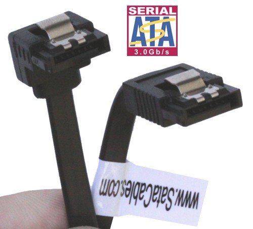 13" Black SATA II Cable Straight to Right Angle 3.0 Gbps Internal Latching Ultra Thin 30AWG (Pack of 10)