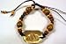 Brand New Amber Shell With Wood Beads Adjustable Bracelet
