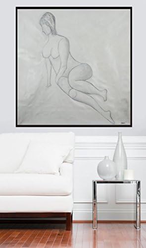 Modern Wall Art Original Painting figurative acrylic Impasto painting home décor black and white modern Abstract Nude Art by QiQiGallery