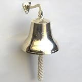 Large Solid Brass Wall Mount Bell with Knotted Pull, 10