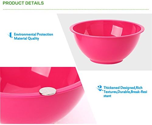 HaiXin Plastic Nesting Mixing Bowls With Lids, Dishwasher Safe, Microwave Safe, Spill Proof, Set of 5, Red, Orange, Green, Blue, White