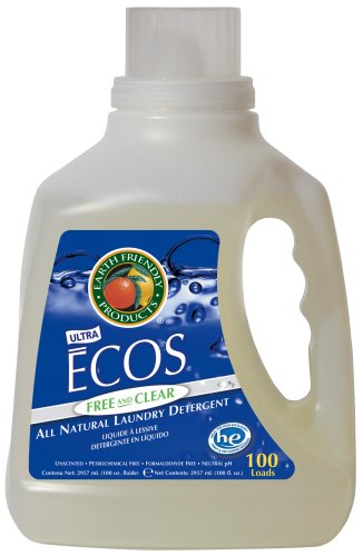 Earth Friendly Products Ecos Liquid Laundry Detergent Free & Clear, 100-Ounce Bottle (Pack of 4)