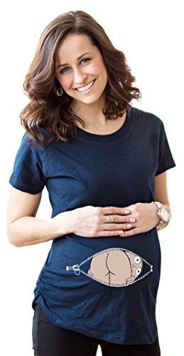 Women’s Baby Mooning Maternity T Shirt Funny Baby Butt Pregnancy Tee -L