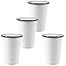 Crow Canyon Home Enamelware Tumbler, 14 ounce, Vintage White/Black (Set of 4)
