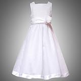 Rare Editions TWEEN Girls 7-16 WHITE FLOCK DOT MESH OVERLAY Special Occasion First Communion Wedding Flower Girl Easter Party Dress