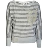 Ed Hardy Love Runs Wild Off the Shoulder T-Shirt - ( sz. M, Heather Light Grey )