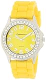 Cerentino Women's 2005R-Y Crystal Bezel Boyfriend Yellow Silicone Rubber Strap Watch