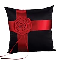 Hortense B. Hewitt Wedding Accessories Ring Pillow, Midnight Rose, 8-Inch Square