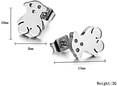 KATGI Fashion 316L Stainless Steel Cute Little Teddy Bear Charm Stud Earrings