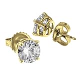 14k Yellow Gold Classic 4 Prong Moissanite Studs (2.00 cttw equivalent)
