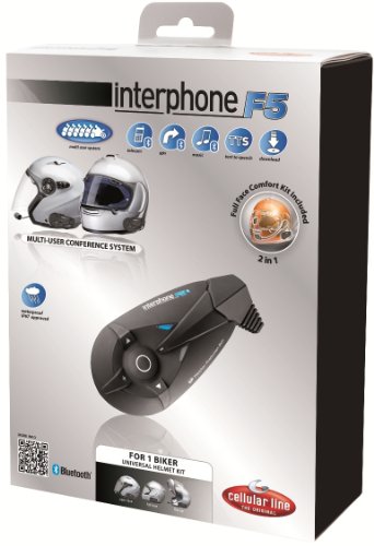 Interphone INTERPHONEF5JP F5 Stereo Bluetooth Motorcycle Headset with 6-Way Intercom Conference and FM