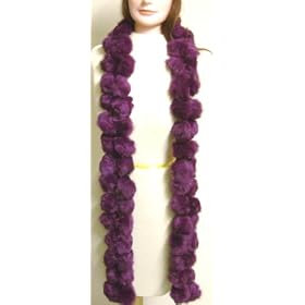 Imported Light Purple Color Two Strand Luxurious Rabbit Fur Scarf for Women and Teens
