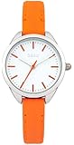 Oasis Women's Quartz Watch with White Dial Analogue Display and Orange Leather Strap B1433