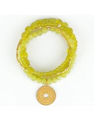 Baroni Napa Valley Bracelet Set in 24K Gold Plate over Sterling with Olive Jade