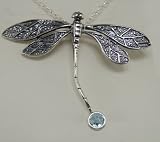 Sterling Silver Dragonfly Necklace with Genuine Blue Topaz Accent [Jewelry]