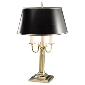 Ledu L567BR 3-Bulb candelabra table lamp, 23 high, black parchment shade, brass base