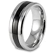 Black Plated Polished Stainless Steel Grooved Ring