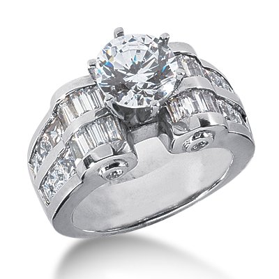 7.12 Ct Diamond Engagement Ring Round Three Stone 