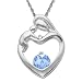 10k White Gold Blue Topaz Diamond-Accent Mother's Jewel Heart Pendant, 18"