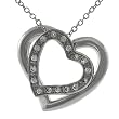 Sterling Silver Offset Hearts Necklace