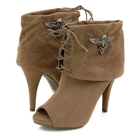 Womens Boots Suede Ankle-High Open Toe Military