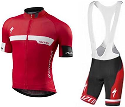 Mens Breathable Pro Road Cycling Racing Bicycling Jerseys and Cycling Shorts Bib Kit L Red