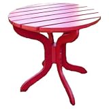 Patio side table outdoor round red painted wood Adirondack style - B001AJLKV8