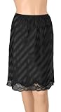 Gemsli Shadow - Tone on Tone Striped Half Slip with Novelty Lace - Cling Free HS305