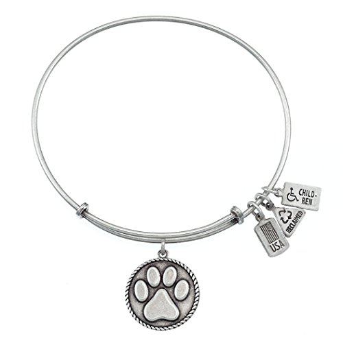 Wind & Fire Paw Print Charm Bracelet in Silver Tone