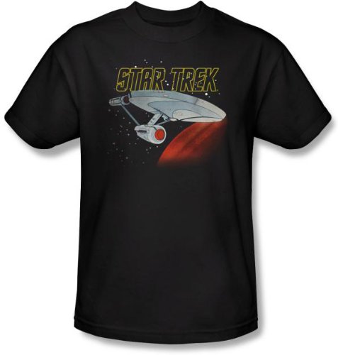 Star Trek RETRO ENTERPRISE Adult Black T-shirt