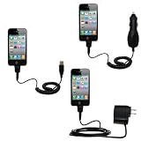 Deluxe Kit for the Apple iPhone 4 includes a USB cable with Car and Wall Charger - uses Gomadic TipExchange Technology