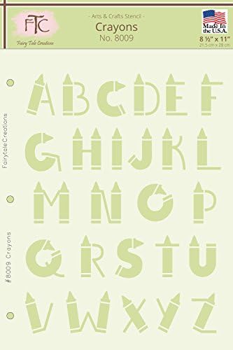Fairytale Creations Crayons Alphabet Stencil, 8.5" L x 11" H