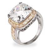 Sterling Silver and Vermeil Cushion Cut CZ Engagement Ring