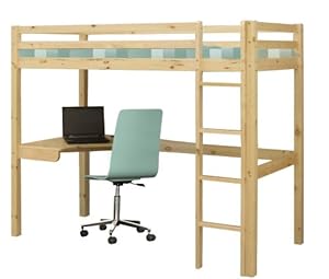 Wooden Single High Bed Loft Bed with Desk Pine: Amazon.co.uk: Kitchen ... Wooden Single High Bed Loft Bed with Desk Pine: Amazon.co.uk: Kitchen ...