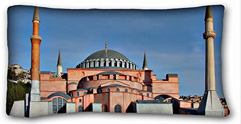 Custom Cotton &amp; Polyester Soft ( City istanbul turkey museum images tourist attractions city ) Pillow Cushion Case Cover One Sides Printed 20x36 Inches suitable for X-Long Twin-bed PC-Yellow-20125