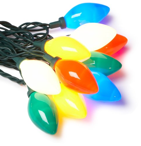 GKI/Bethlehem Lighting Indoor/Outdoor C9 LED 25 Multi-Color Light Set, Green Cord
