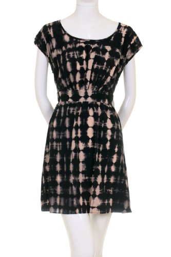 Must Have Tie Dyed Print Lace Zipper Back Babydoll Dress Peach