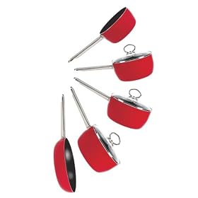 Ethos Hells Kitchen Splash Non-stick Cookware Set, Red, 5 Piece