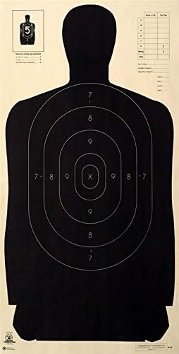 50-Police Standard Silhouette Target - Black Rendition - Official NRA Target B-27 23" X 45"