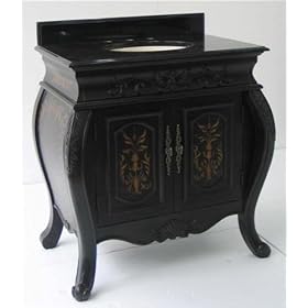Hand Crafted Two Door Bombay Style Single Sink Bathroom Vanity with Granite Top
