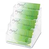 Four-Pocket Countertop Clear Plastic Business Card Holder, 4w x 4-1/8d x 3-1/2h DEF70841