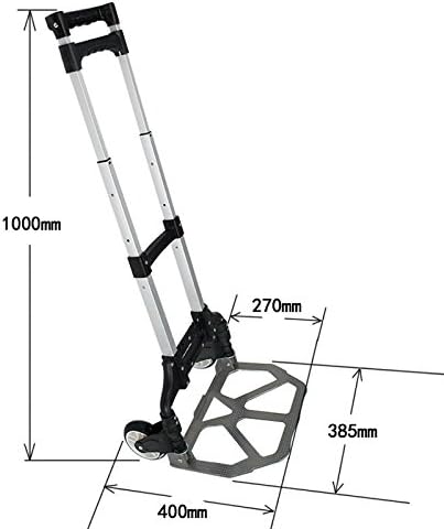 COMPACT FOLDING ALUMINIUM HAND TRUCK TROLLEY LUGGAGE CART FOLDABLE DOLLY PUSH - black