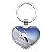 Skiing Down Mountain Skier Snow Skis Heart Love Metal Keychain Key Chain Ring