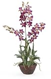 Dendrobium Silk Flower Arrangement w / Clay Pot - Purple - B001DQIUW0