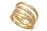 14K Yellow Gold Hand-Crafted Matte-Finish Spiral Ring, Enhanced with Burnish Set Diamonds.