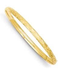 14k Yellow Gold 2/16 D/C Fancy Oval Hinged Bracelet Bangle. Metal Wt- 3.41g