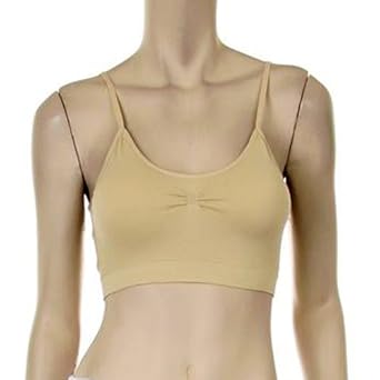 Beige Short Cami Style Spaghetti Strap Padded Bra